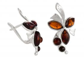 Серебряные серьги Дарвин 929061094aa с янтарём 929061094aa фото
