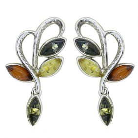 Серебряные серьги Дарвин 929061095ab с янтарём 929061095ab фото
