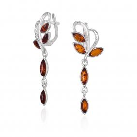Серебряные серьги Дарвин 929061095ac с янтарём 929061095ac фото