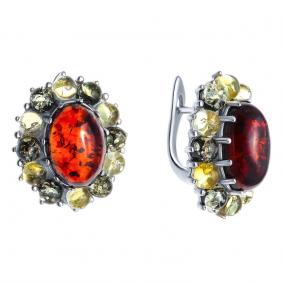 Серебряные серьги Дарвин 929061102aa с янтарём 929061102aa фото