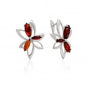 Серебряные серьги Дарвин 929061241aa с янтарём 929061241aa фото