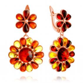 Серьги из золочёного серебра Дарвин 929062010bb-к с янтарём 929062010bb-к фото