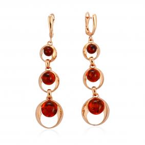 Серьги из золочёного серебра Дарвин 929062021 с янтарём 929062021 фото