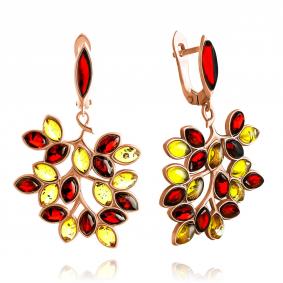 Серьги из золочёного серебра Дарвин 929062690bb-микс с янтарём 929062690bb-микс фото