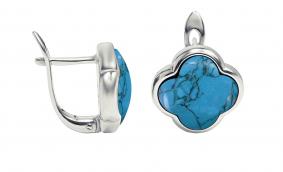 Серебряные серьги Дарвин 929071118da с бирюзой 929071118da фото