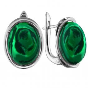 Серебряные серьги Дарвин 929281214aa с малахитом 929281214aa фото