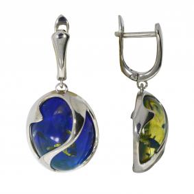 Серебряные серьги Дарвин 929401098bb-с с янтарём 929401098bb-с фото