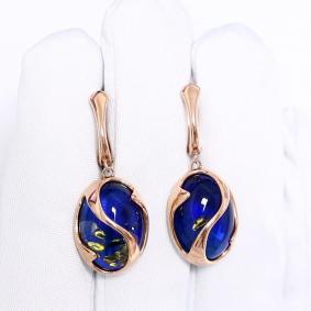 Серьги из золочёного серебра Дарвин 929402098bb-с с янтарём 929402098bb-с фото