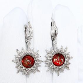 Серебряные серьги Дарвин 929411100bb-кр с янтарём 929411100bb-кр фото
