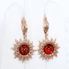 Серьги из золочёного серебра Дарвин 929412100bb-кр с янтарём 929412100bb-кр фото