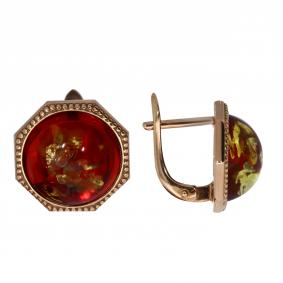 Серьги из золочёного серебра Дарвин 929412350aa-кр с янтарём 929412350aa-кр фото