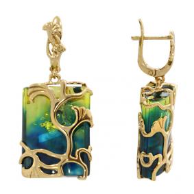 Серьги из золочёного серебра Дарвин 929452439bb-бж с янтарём 929452439bb-бж фото