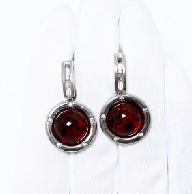 Серебряные серьги Дарвин 929501773ab-к с фианитом и янтарём 929501773ab-к фото