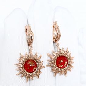 Серьги из золочёного серебра Дарвин 929682100bb-кр с янтарём 929682100bb-кр фото