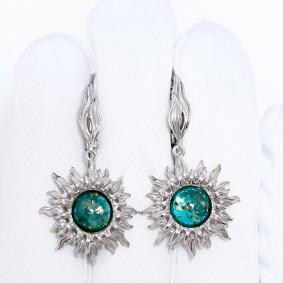 Серебряные серьги Дарвин 929701100bb-з с янтарём 929701100bb-з фото