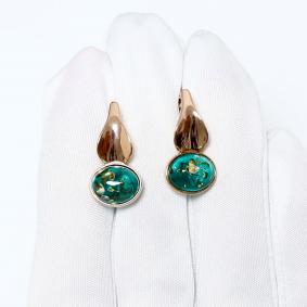 Серьги из золочёного серебра Дарвин 929702352aa-з с янтарём 929702352aa-з фото