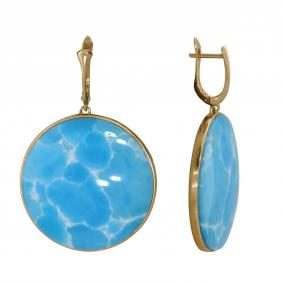 Серьги из золочёного серебра Дарвин с ларимаром 929Y12421cb 929Y12421cb фото