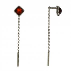 Серебряные серьги Дарвин 92E047037ac-к с янтарём 92E047037ac-к фото