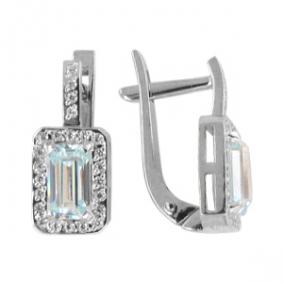 Серебряные серьги Золотые узоры 93-02-0004-01 с кристаллом Swarovski 93-02-0004-01 фото