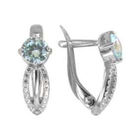 Серебряные серьги Золотые узоры 93-02-0008-10 с кристаллом Swarovski 93-02-0008-10 фото