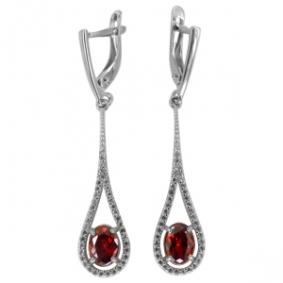 Серебряные серьги Золотые узоры 93-02-0009-02 с фианитом и кристаллом Swarovski 93-02-0009-02 фото