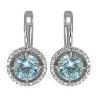 Серебряные серьги Золотые узоры 93-02-0010-01 с кристаллом Swarovski 93-02-0010-01 фото