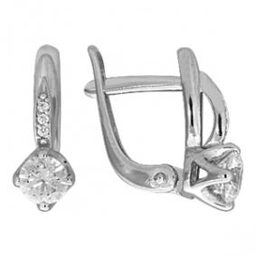 Серебряные серьги Золотые узоры 93-02-0020-02 с фианитом и кристаллом Swarovski 93-02-0020-02 фото