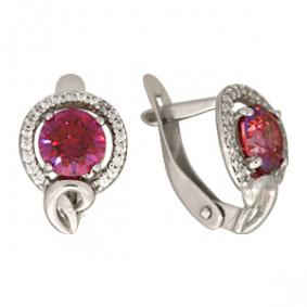 Серебряные серьги Золотые узоры 93-02-0022-01 с кристаллом Swarovski 93-02-0022-01 фото