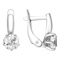 Серебряные серьги Золотые узоры 93-02-0035-01 с кристаллом Swarovski 93-02-0035-01 фото