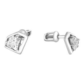 Серебряные серьги Золотые узоры 93-02-0039-01 с кристаллом Swarovski 93-02-0039-01 фото