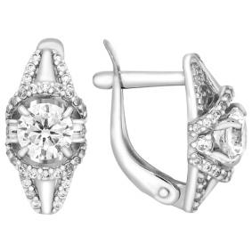 Серебряные серьги Золотые узоры 93-02-0042-01 с кристаллом Swarovski 93-02-0042-01 фото