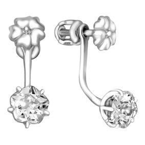 Серебряные серьги Золотые узоры 93-02-0045-01 с кристаллом Swarovski 93-02-0045-01 фото