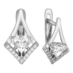 Серебряные серьги Золотые узоры 93-02-0046-01 с кристаллом Swarovski 93-02-0046-01 фото