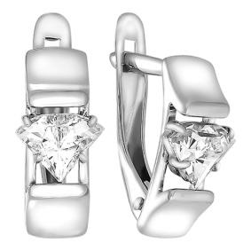 Серебряные серьги Золотые узоры 93-02-0047-01 с кристаллом Swarovski 93-02-0047-01 фото