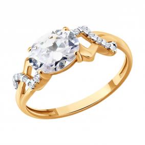 Кольцо из золочёного серебра Diamant 93-110-00204-1 с фианитом 93-110-00204-1 фото