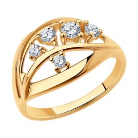 Кольцо из золочёного серебра Diamant 93-110-00536-1 с фианитом 93-110-00536-1 фото