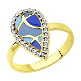 Кольцо из лимонного серебра Diamant 93-110-01582-2 с фианитом и эмалью 93-110-01582-2 фото