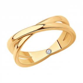 Кольцо из золочёного серебра Diamant 93-110-02031-2 с фианитом 93-110-02031-2 фото