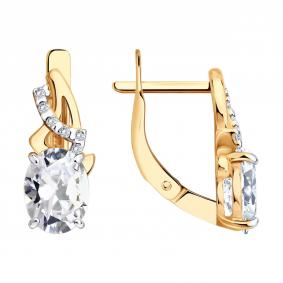 Серьги из золочёного серебра Diamant 93-120-00204-1 с фианитом 93-120-00204-1 фото