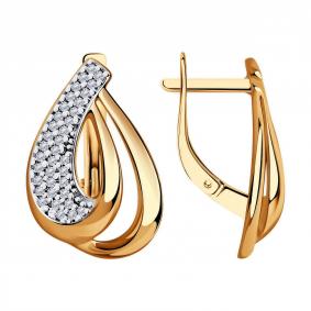 Серьги из золочёного серебра Diamant 93-120-00691-1 с фианитом 93-120-00691-1 фото