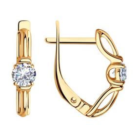 Серьги из золочёного серебра Diamant 93-120-01370-1 с фианитом 93-120-01370-1 фото