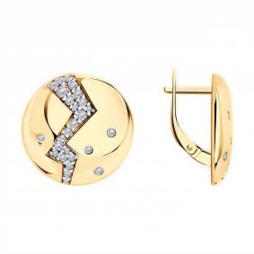 Серьги из золочёного серебра Diamant 93-120-01465-1 с фианитом 93-120-01465-1 фото