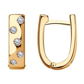 Серьги из золочёного серебра Diamant 93-120-01515-1 с фианитом 93-120-01515-1 фото