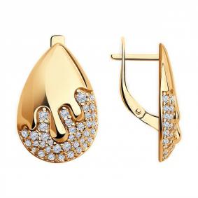 Серьги из золочёного серебра Diamant 93-120-01559-1 с фианитом 93-120-01559-1 фото