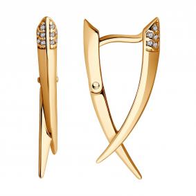 Серьги из золочёного серебра Diamant 93-120-01848-1 с фианитом 93-120-01848-1 фото