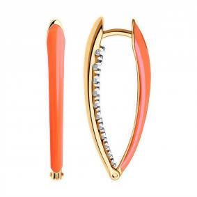 Серьги из золочёного серебра Diamant 93-120-01883-3 с фианитом и эмалью 93-120-01883-3 фото