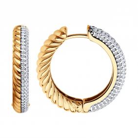 Серьги из золочёного серебра Diamant 93-120-02160-1 с фианитом 93-120-02160-1 фото