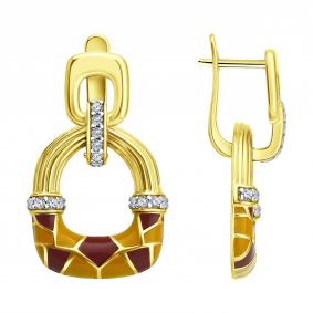 Серьги-трансформеры из лимонного серебра Diamant с фианитом и эмалью 93-121-00065-1 93-121-00065-1 фото