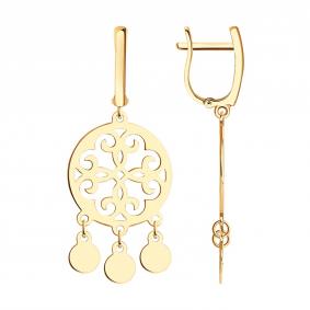 Серьги из золочёного серебра Diamant 93-121-00076-3 93-121-00076-3 фото