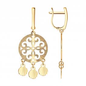 Серьги из золочёного серебра Diamant 93-121-00076-6 93-121-00076-6 фото